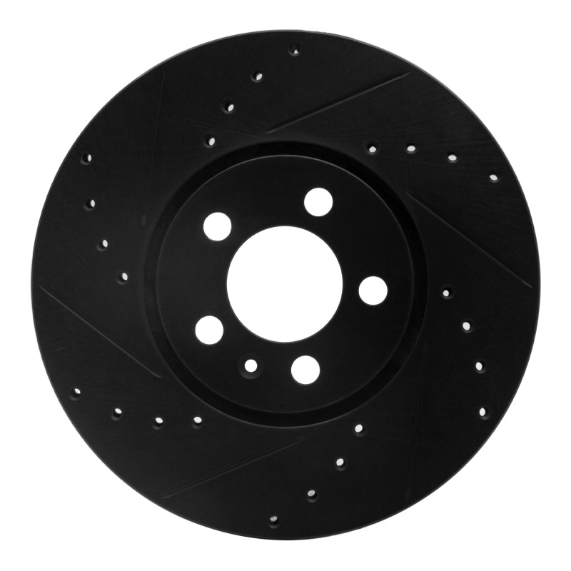 Picture of R1 96-98 Volkswagen Golf Front Left Drilled & Slotted Black Brake Rotor
