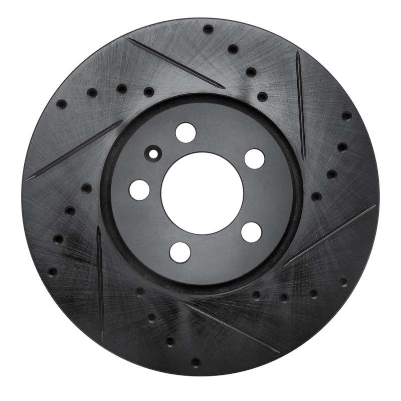 Picture of R1 96-98 Volkswagen Jetta Sedan Front Right Drilled & Slotted Black Brake Rotor