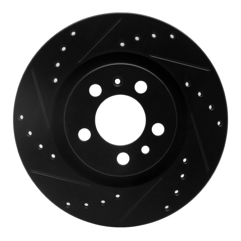 Picture of R1 98-15 Volkswagen Beetle Front Left Drilled & Slotted Black Brake Rotor