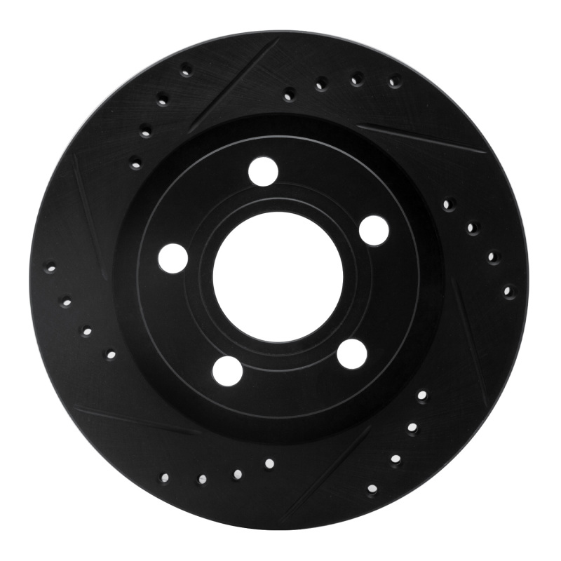 Picture of R1 99-05 Audi A6 Quattro Rear Left Drilled & Slotted Black Brake Rotor