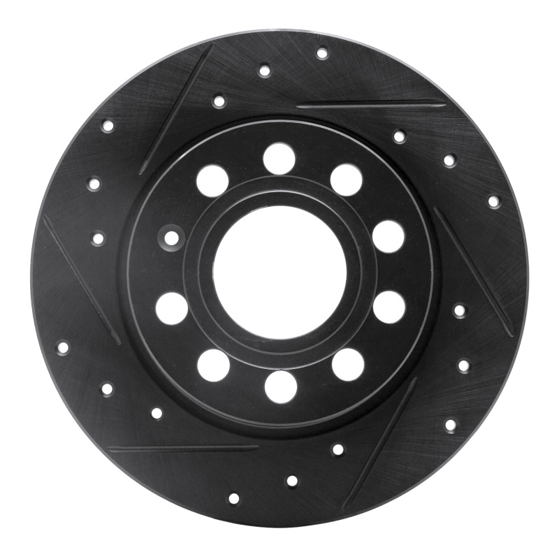 Picture of R1 10-19 Audi A3 Rear Left Drilled & Slotted Black Brake Rotor
