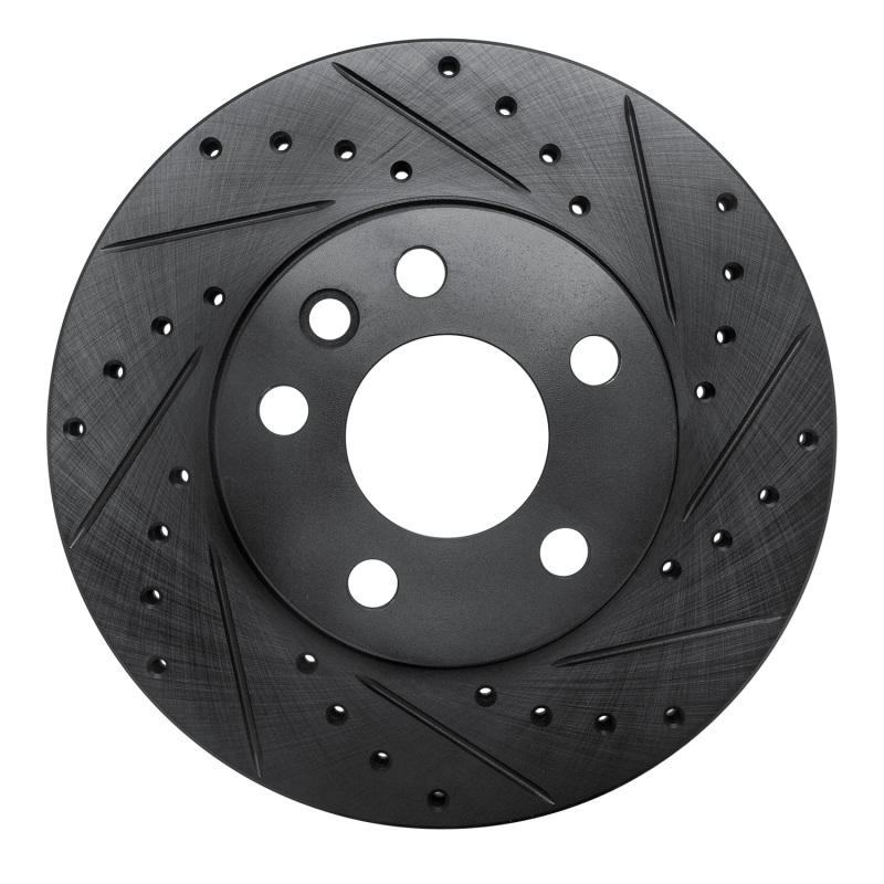 Picture of R1 96-00 Volkswagen EuroVan Front Right Drilled & Slotted Black Brake Rotor