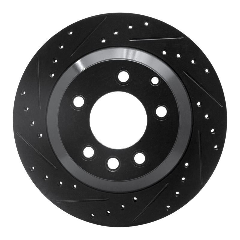 Picture of R1 03-18 Audi Q7 Rear Left Drilled & Slotted Black Brake Rotor