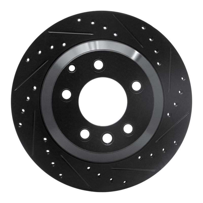 Picture of R1 03-18 Audi Q7 Rear Right Drilled & Slotted Black Brake Rotor