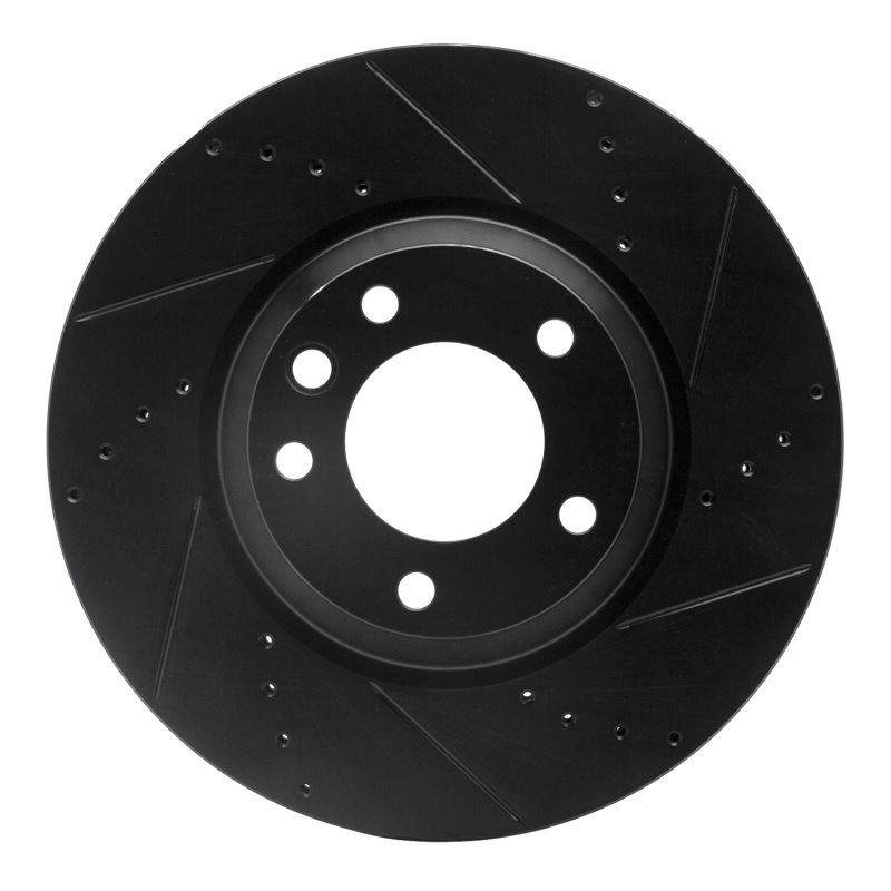 Picture of R1 03-15 Audi Q7 Left Front Drilled & Slotted Black Brake Rotor
