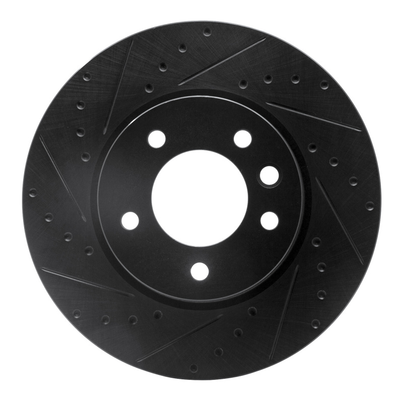 Picture of R1 03-18 Porsche Cayenne Right Front Drilled & Slotted Black Brake Rotor