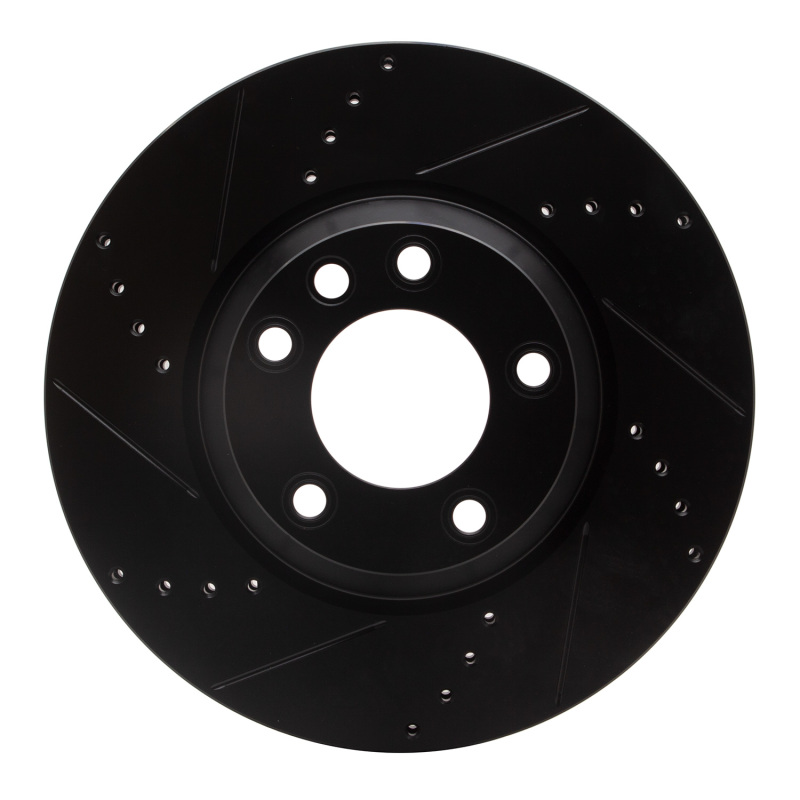 Picture of R1 03-15 Audi Q7 Right Front Drilled & Slotted Black Brake Rotor