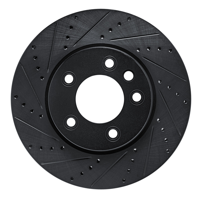 Picture of R1 03-18 Porsche Cayenne Left Front Drilled & Slotted Black Brake Rotor