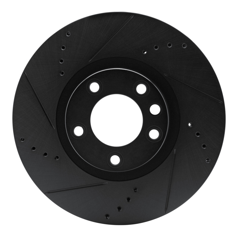 Picture of R1 11-18 Porsche Cayenne Right Front Drilled & Slotted Black Brake Rotor