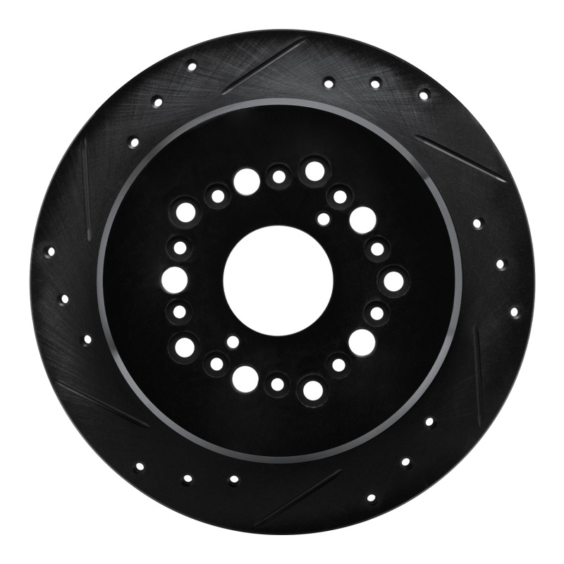 Picture of R1 90-92 Lexus LS400 Rear Left Drilled & Slotted Black Brake Rotor