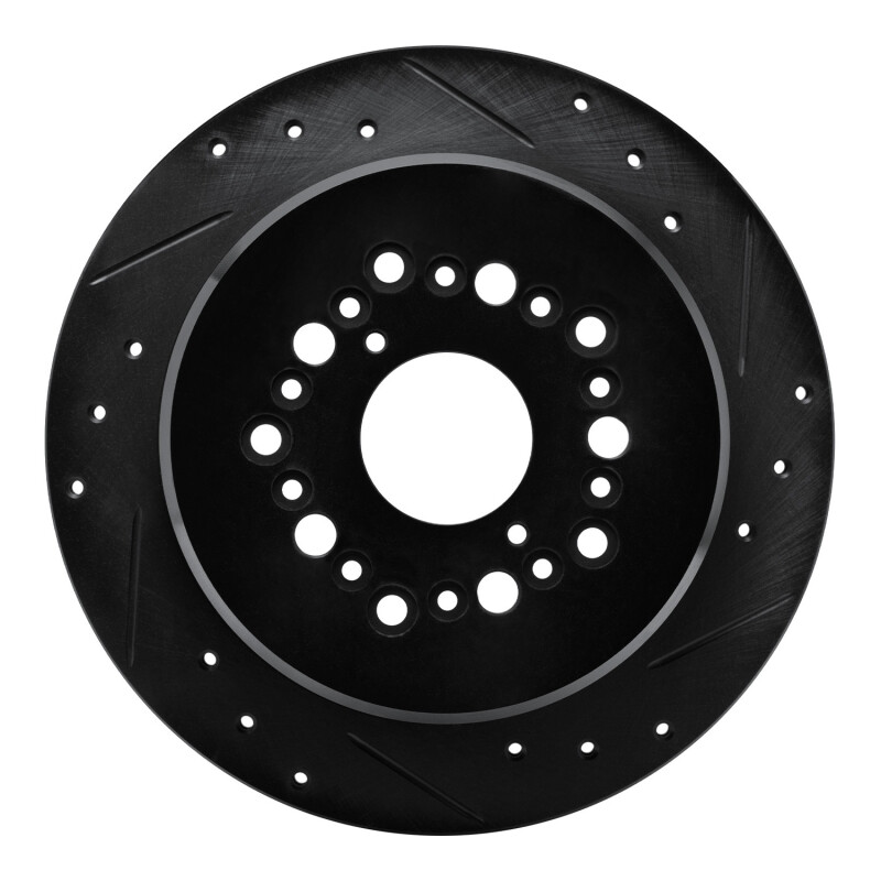 Picture of R1 90-92 Lexus LS400 Rear Right Drilled & Slotted Black Brake Rotor