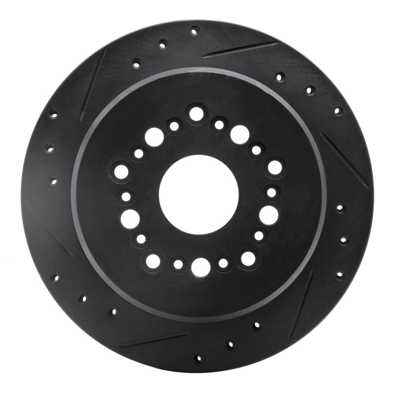 Picture of R1 92-98 Lexus SC300 Rear Left Drilled & Slotted Black Brake Rotor