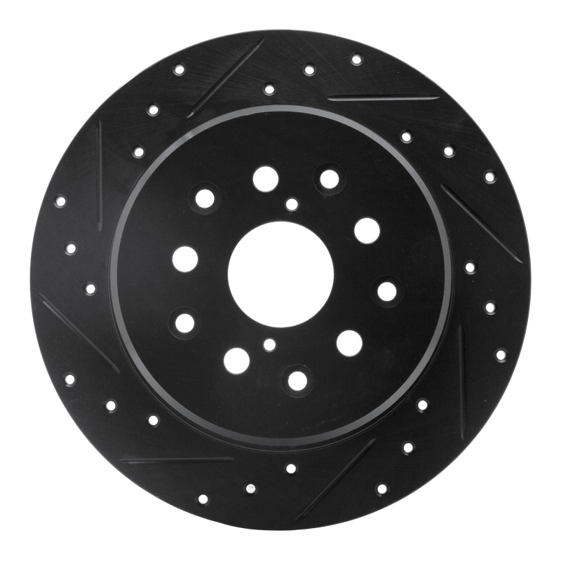 Picture of R1 98-10 Lexus GS430 Rear Left Drilled & Slotted Black Brake Rotor