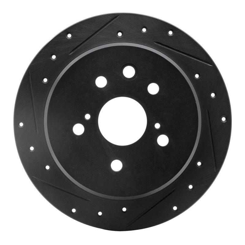 Picture of R1 06-15 Lexus IS250 Rear Left Drilled & Slotted Black Brake Rotor