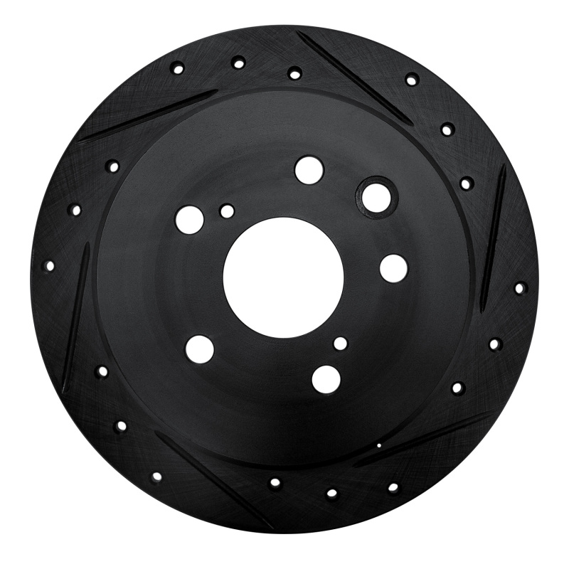 Picture of R1 06-15 Lexus IS250 Rear Right Drilled & Slotted Black Brake Rotor