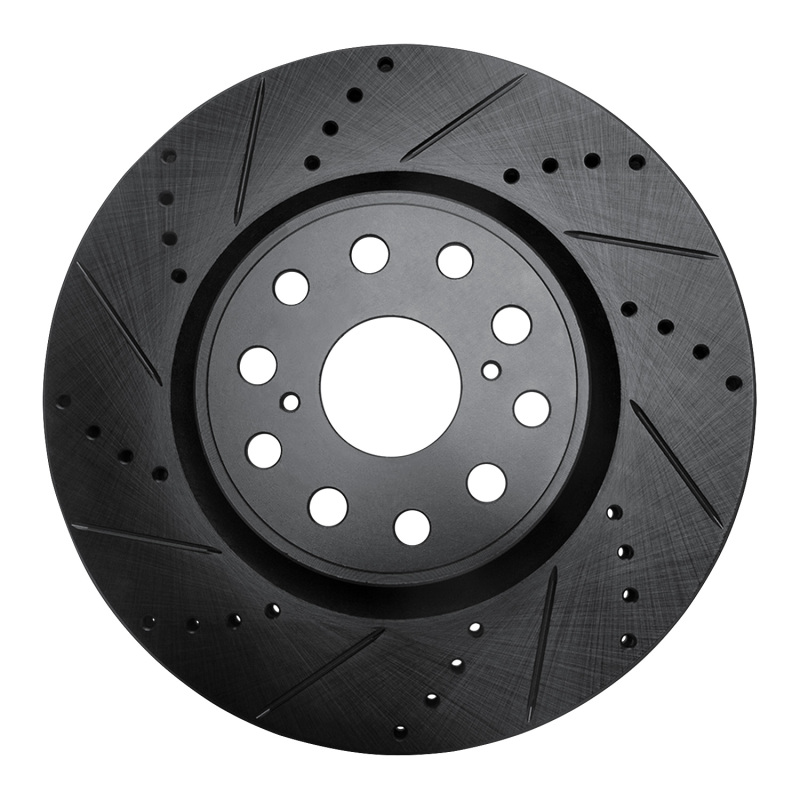 Picture of R1 07-23 Lexus LS460 Front Left Drilled & Slotted Black Brake Rotor