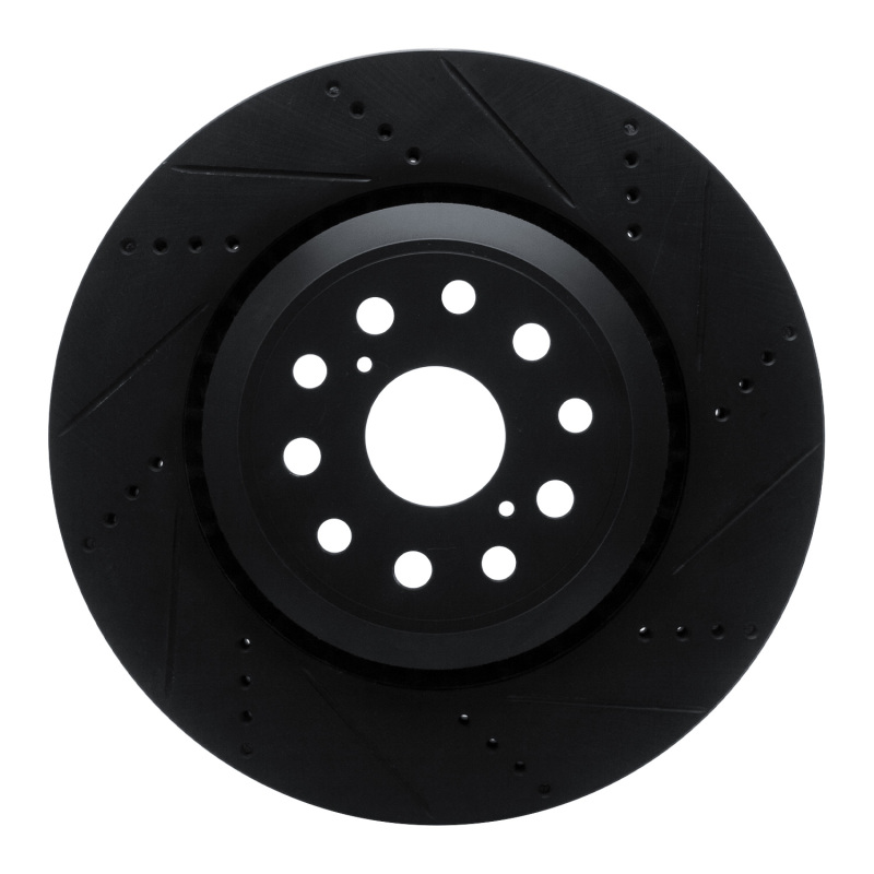 Picture of R1 07-23 Lexus LS500 Right Front Drilled & Slotted Black Brake Rotor