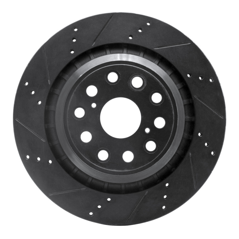 Picture of R1 07-17 Lexus LS460 Left Rear Drilled & Slotted Black Brake Rotor