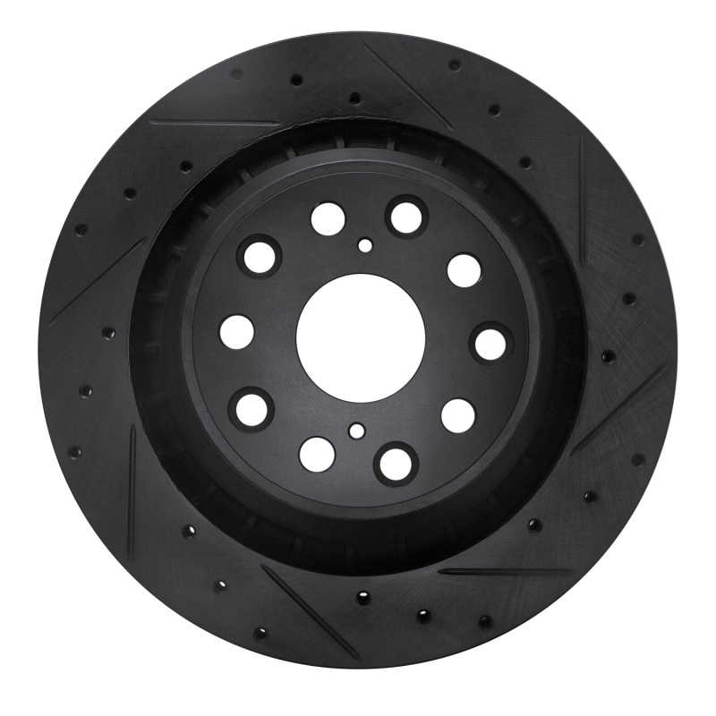 Picture of R1 07-17 Lexus LS460 Right Rear Drilled & Slotted Black Brake Rotor