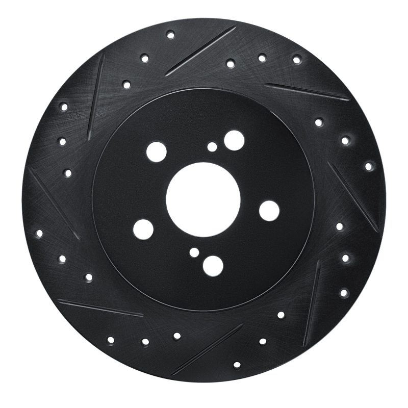Picture of R1 11-17 Lexus CT200H Rear Left Drilled & Slotted Black Brake Rotor
