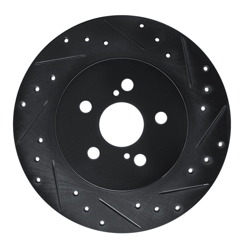 Picture of R1 11-17 Lexus CT200H Rear Right Drilled & Slotted Black Brake Rotor