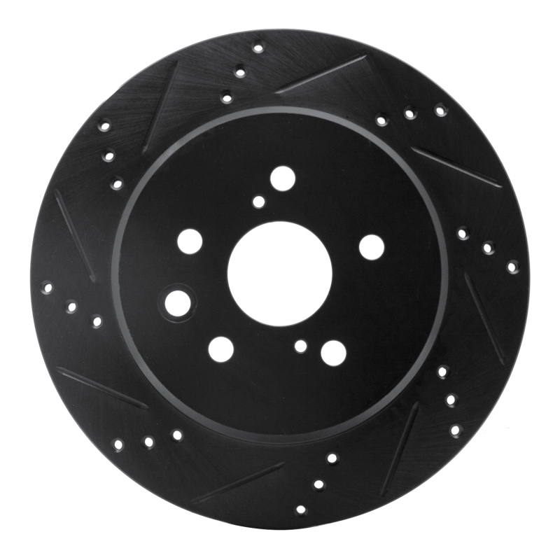 Picture of R1 06-20 Lexus GS300 Rear Left Drilled & Slotted Black Brake Rotor
