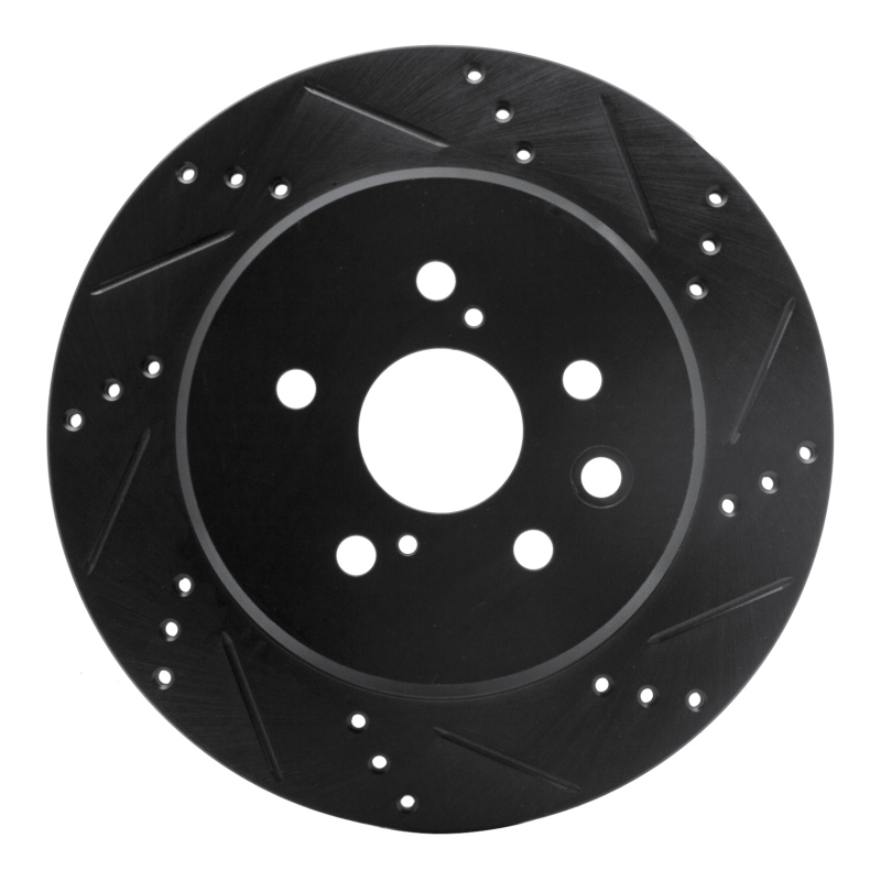 Picture of R1 06-20 Lexus IS250 Rear Right Drilled & Slotted Black Brake Rotor