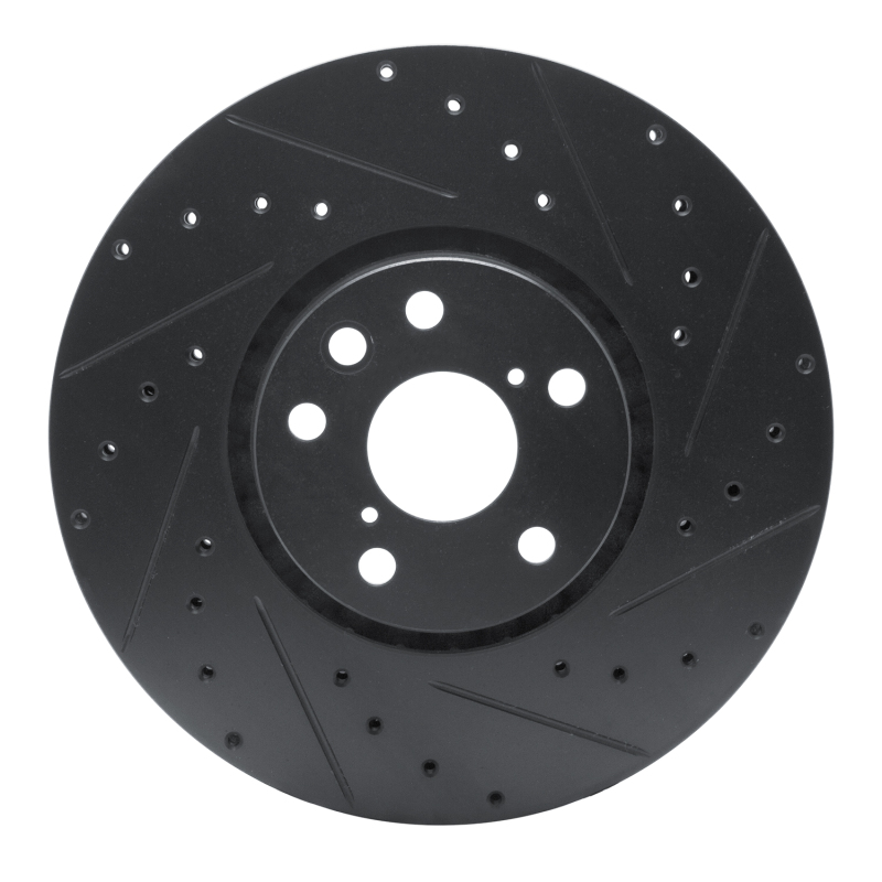 Picture of R1 06-20 Lexus IS350 Right Front Drilled & Slotted Black Brake Rotor