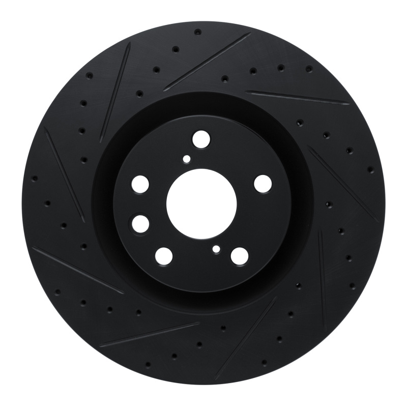Picture of R1 11-25 Lexus IS200T Left Front Drilled & Slotted Black Brake Rotor