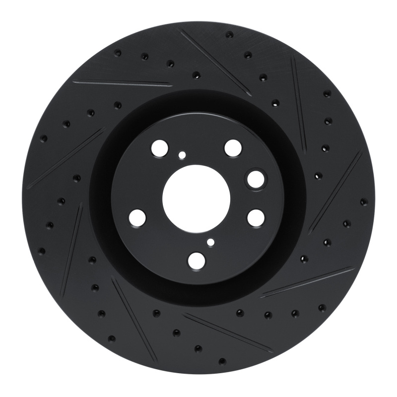 Picture of R1 11-25 Lexus IS200T Right Front Drilled & Slotted Black Brake Rotor