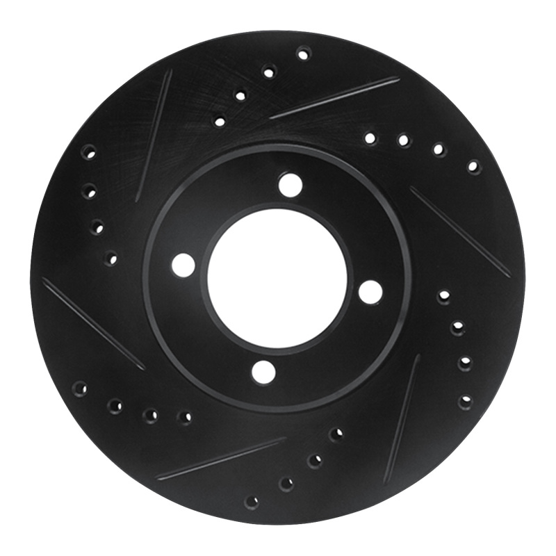Picture of R1 84-87 Toyota Corolla (US/Canada) Front Left Drilled & Slotted Black Brake Rotor