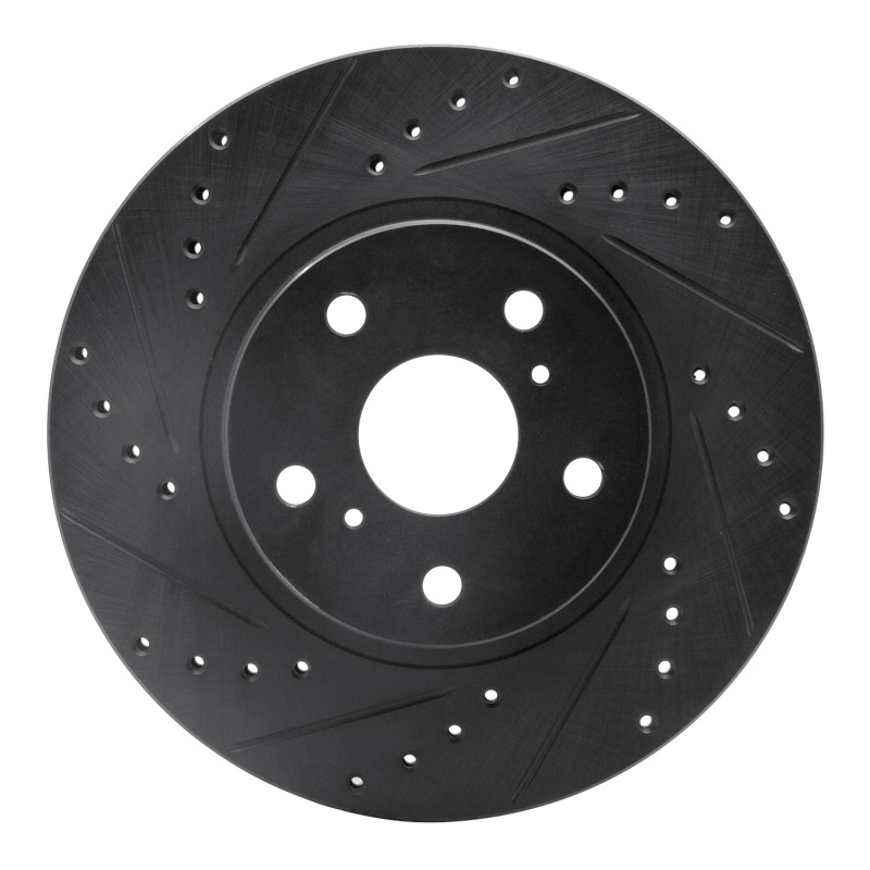 Picture of R1 86-92 Toyota Supra Front Left Drilled & Slotted Black Brake Rotor