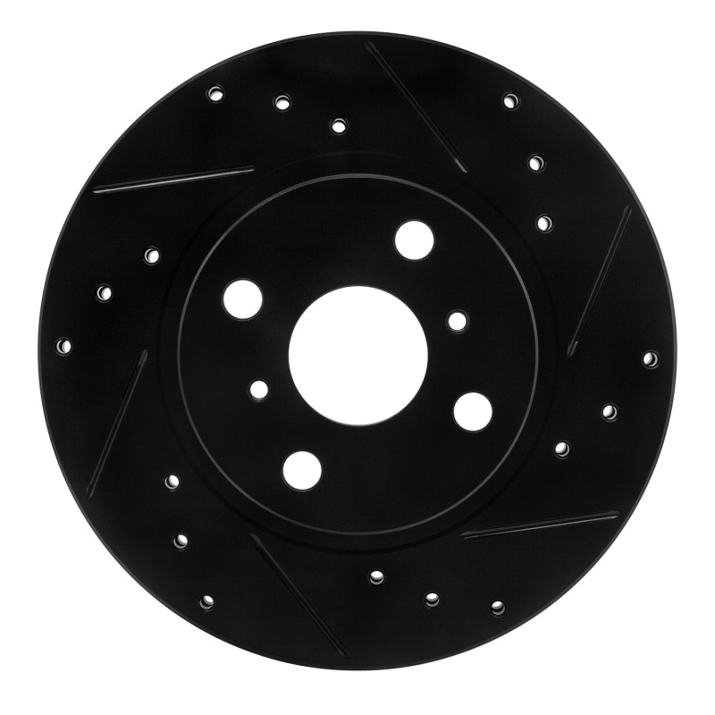 Picture of R1 87-92 Geo Prizm Front Right Drilled & Slotted Black Brake Rotor