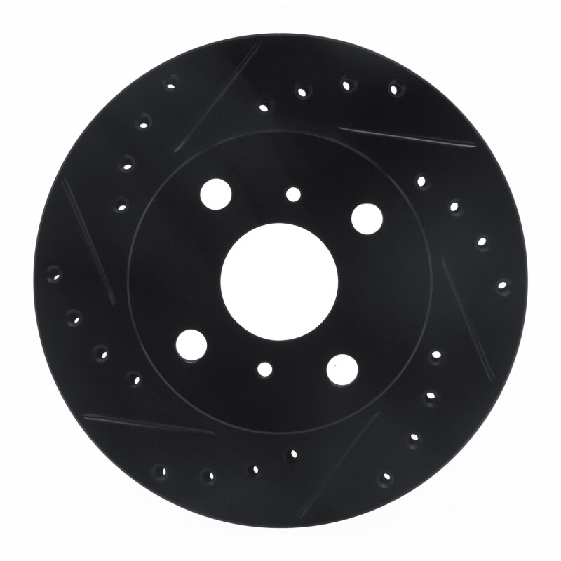 Picture of R1 88-92 Geo Prizm Front Left Drilled & Slotted Black Brake Rotor