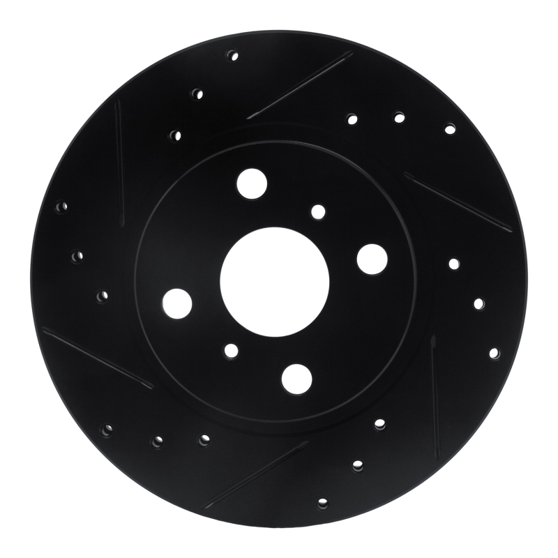 Picture of R1 87-92 Geo Prizm Front Left Drilled & Slotted Black Brake Rotor