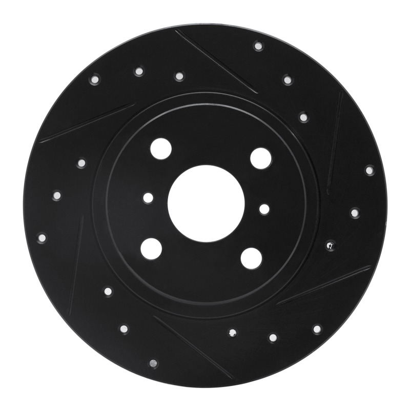 Picture of R1 87-89 Toyota MR2 Rear Right Drilled & Slotted Black Brake Rotor