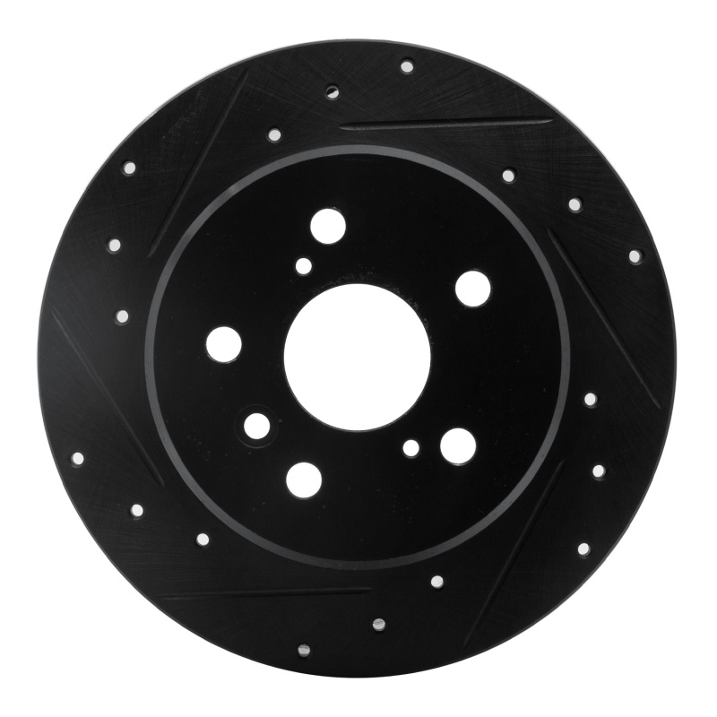 Picture of R1 92-03 Lexus ES300 Rear Left Drilled & Slotted Black Brake Rotor