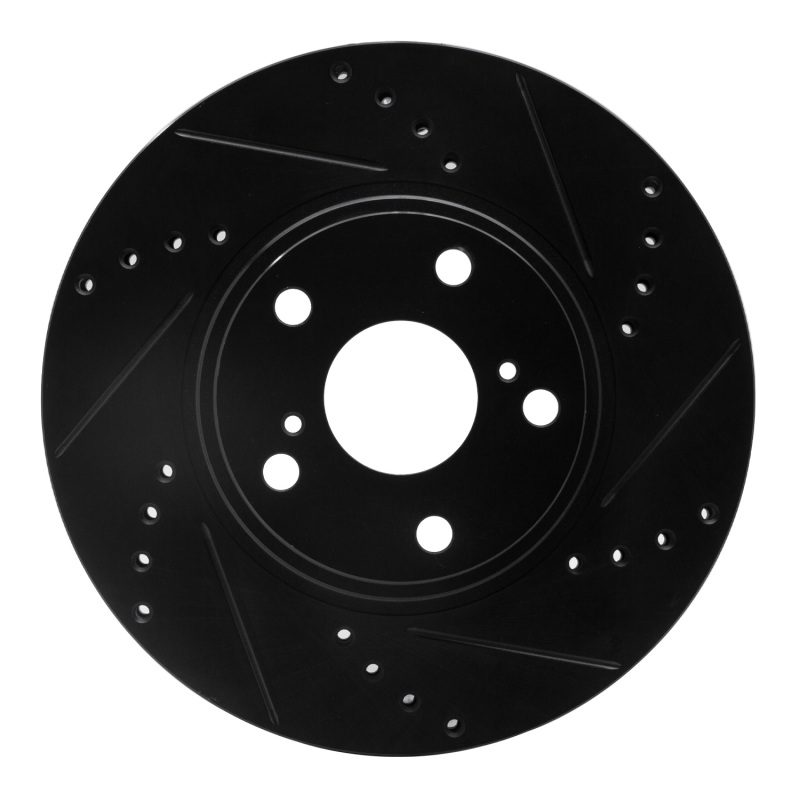 Picture of R1 99-07 Lexus ES300 Front Right Drilled & Slotted Black Brake Rotor