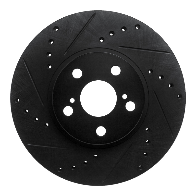Picture of R1 94-99 Toyota Celica Front Left Drilled & Slotted Black Brake Rotor