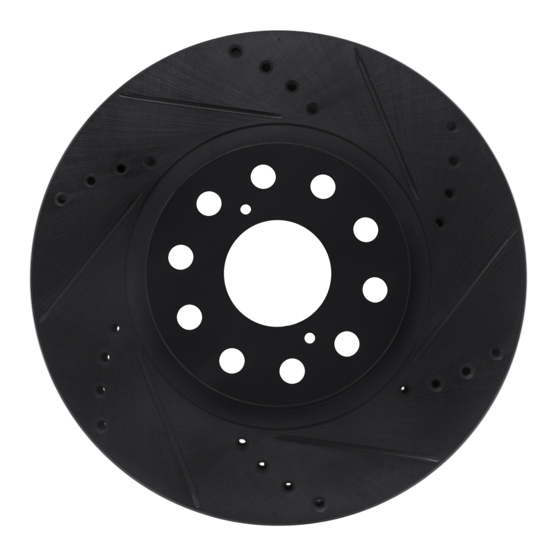 Picture of R1 93-98 Toyota Supra Front Right Drilled & Slotted Black Brake Rotor