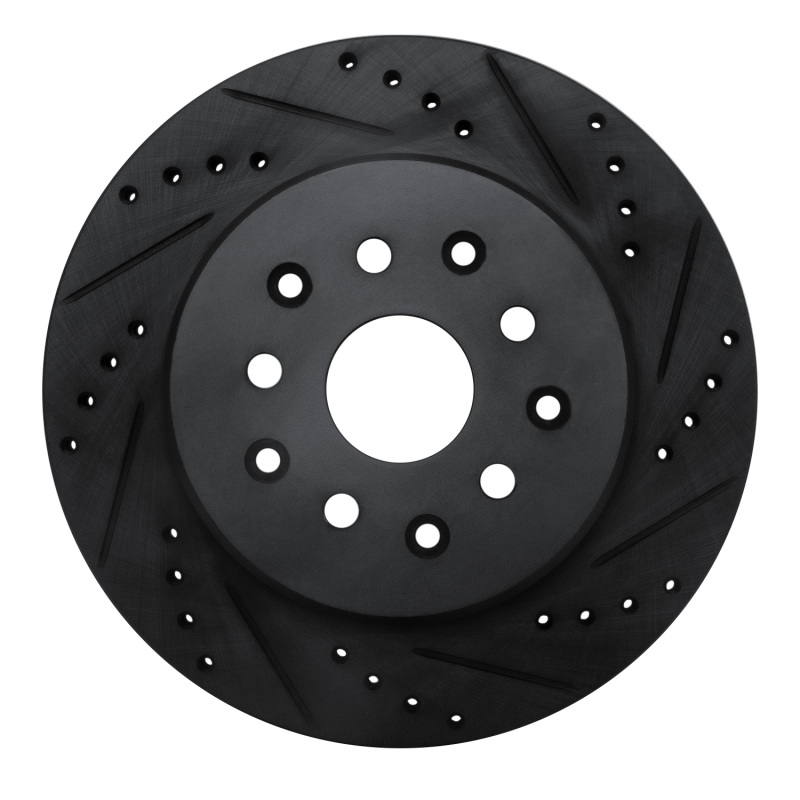 Picture of R1 93-98 Toyota Supra Rear Right Drilled & Slotted Black Brake Rotor