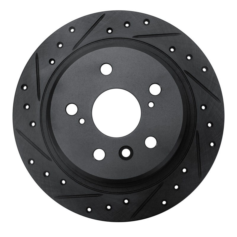 Picture of R1 95-99 Toyota AVALON Rear Left Drilled & Slotted Black Brake Rotor