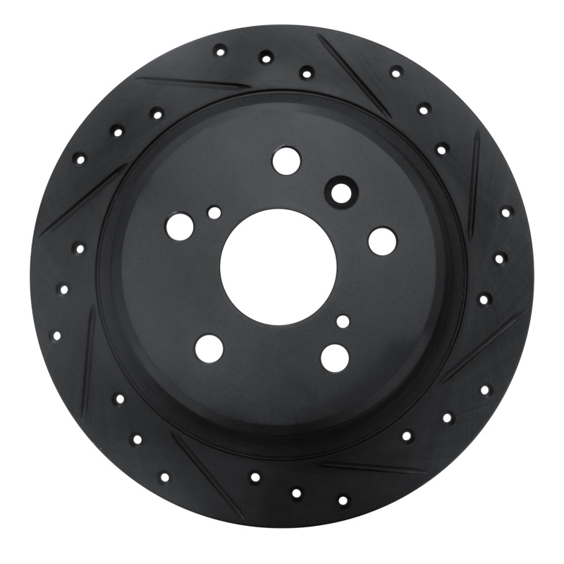 Picture of R1 95-99 Toyota AVALON Rear Right Drilled & Slotted Black Brake Rotor