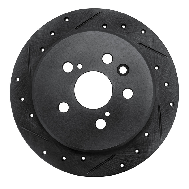 Picture of R1 96-99 Toyota Celica Rear Left Drilled & Slotted Black Brake Rotor