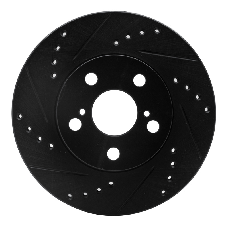 Picture of R1 94-00 Toyota Celica Front Left Drilled & Slotted Black Brake Rotor