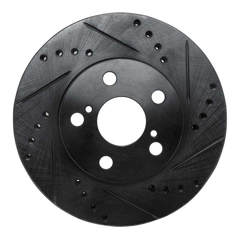 Picture of R1 94-00 Toyota Celica Front Right Drilled & Slotted Black Brake Rotor