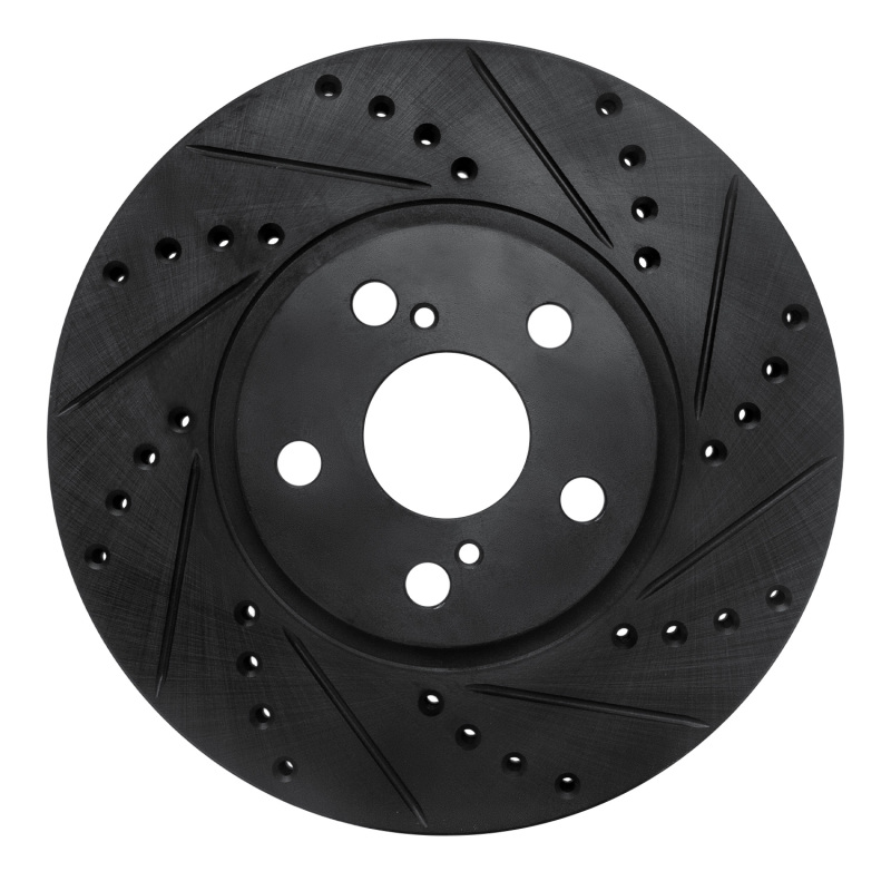 Picture of R1 00-10 Pontiac Vibe Front Right Drilled & Slotted Black Brake Rotor