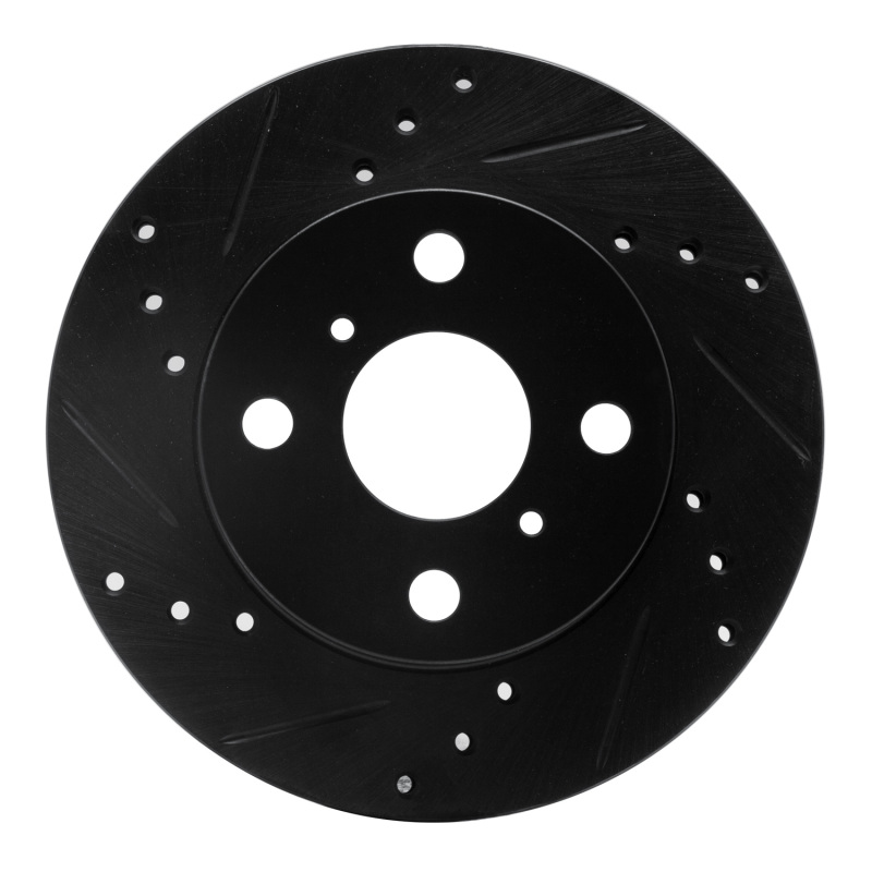 Picture of R1 99-05 Toyota Echo Front Left Drilled & Slotted Black Brake Rotor