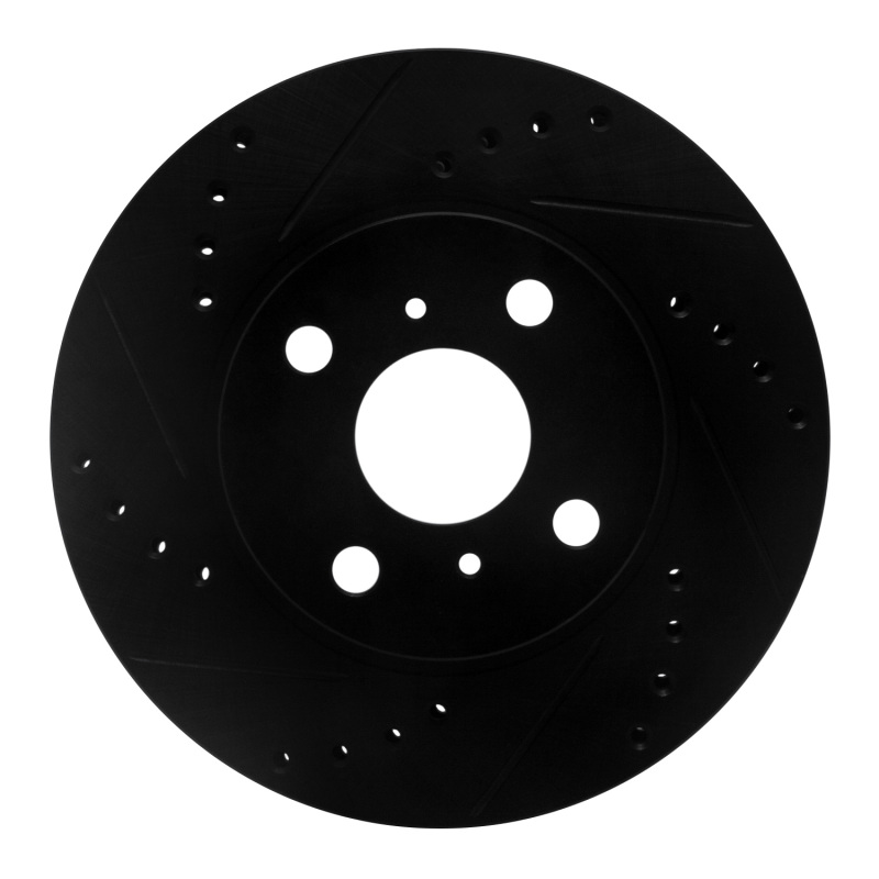 Picture of R1 00-05 Toyota Echo Front Left Drilled & Slotted Black Brake Rotor