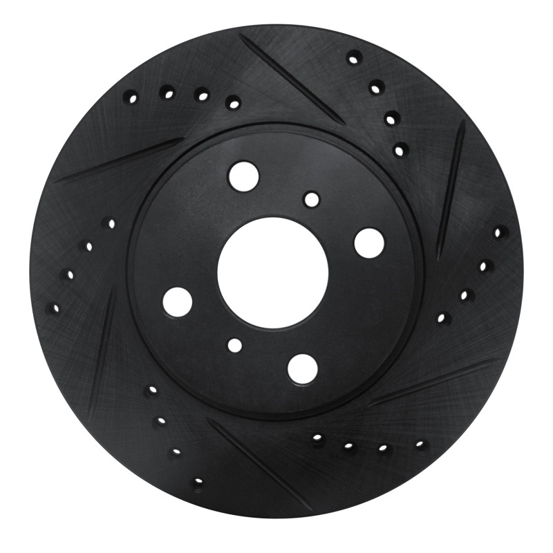 Picture of R1 00-05 Toyota MR2 Spyder Front Right Drilled & Slotted Black Brake Rotor